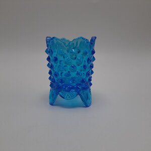 Vintage Fenton Colonial Blue Glass Toothpick Holder